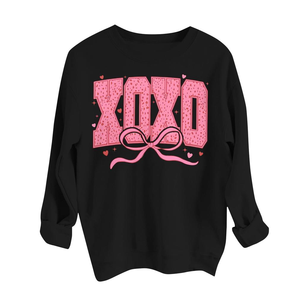 Damenmode Langarm Lockerer Valentinstag Bedrucktes Rundhals-Sweatshirt