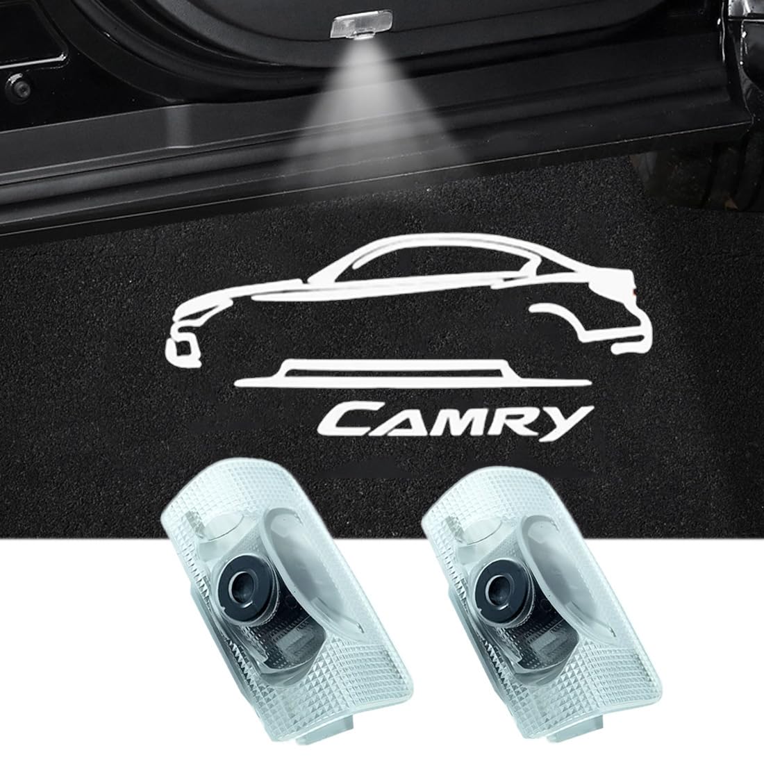 

Camry Логотип подсветки двери Приветственная подсветка двери Логотип LED Запасные части для Toyota Camry и 70 Комплект из 2 ламп, Лампы, Фонари, Проекция, (40, 50, Серия),