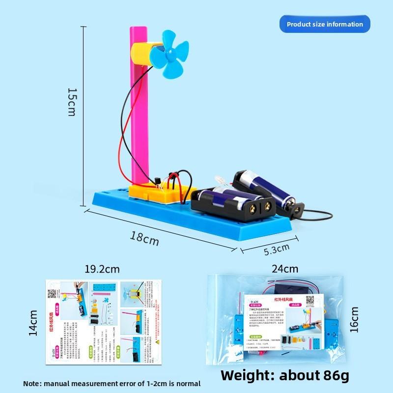 Simulated Infrared Remote Control Fan Model Assembly Set Children Puzzle Toy For Kids Learning And Stem Development