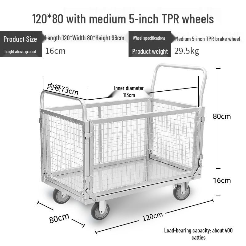Compact Folding Hand Truck Storage Cart with Fence