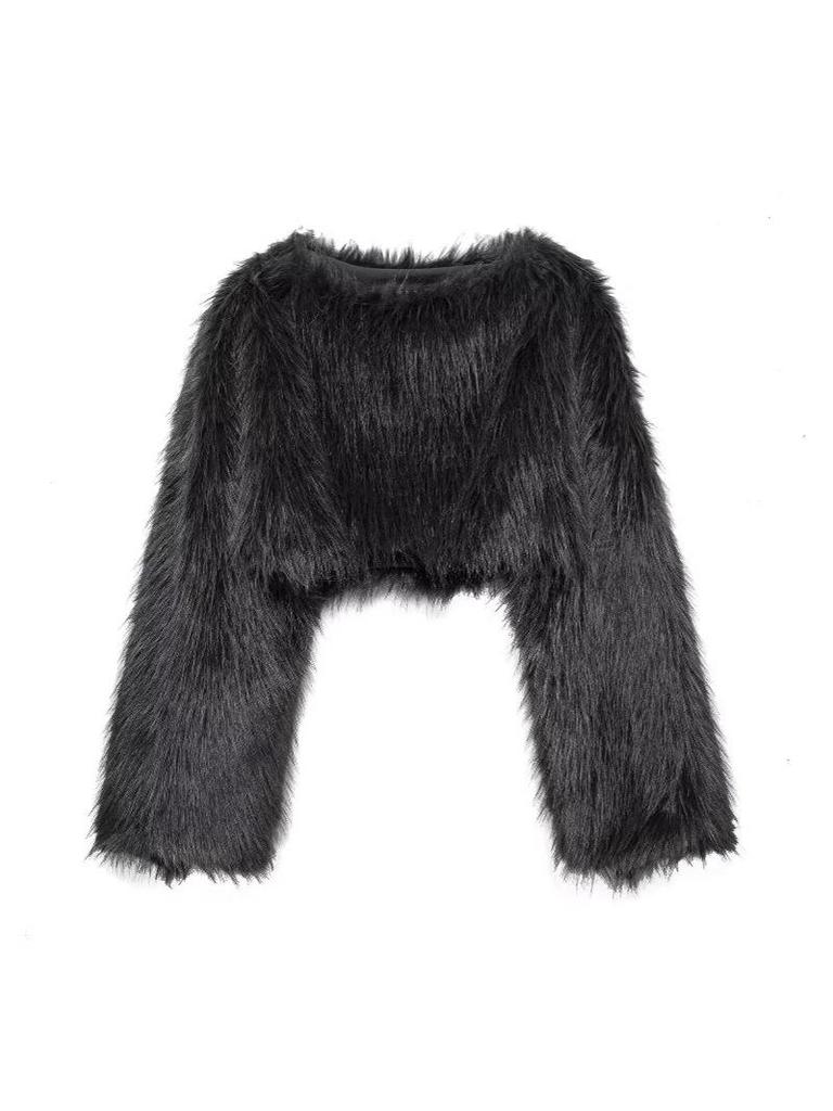 Women's High-End Faux Fur Pullover Coat - Autumn/Winter Versatile Short Style