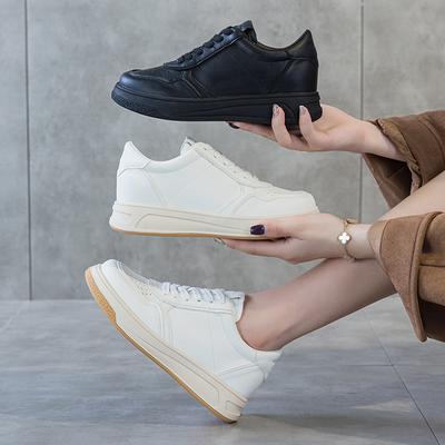 Leather Thick-soled Heightening Little White Shoes Women's Round Head Sports Shoes New Autumn Versatile Casual Board Shoes