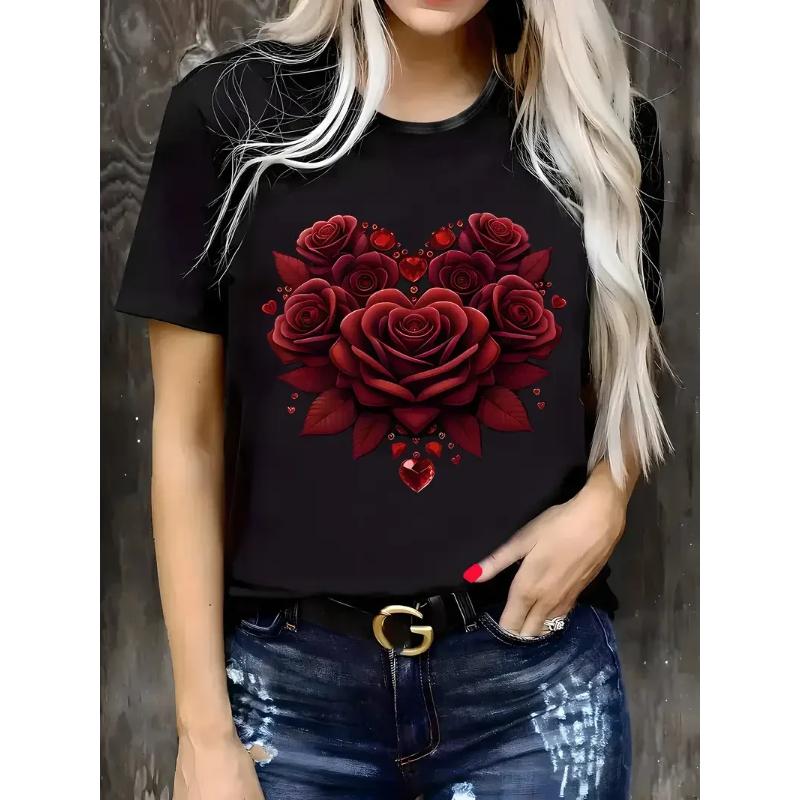 Floral Women's Round Neck T-Shirt Summer Outdoor Fashion Short Sleeve Casual Tops 3D Printed Patterns Women's Clothing