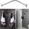 Tringle à rideau de douche d'angle extensible en acier inoxydable Argent Rail de tige Barre Matériel de porte de bain Charge lourde Avec vis