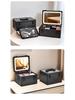 Portable Makeup Case with Mirror & Lights, Handheld Cosmetic Storage, Professional Makeup Artist's Hanging Suitcase.