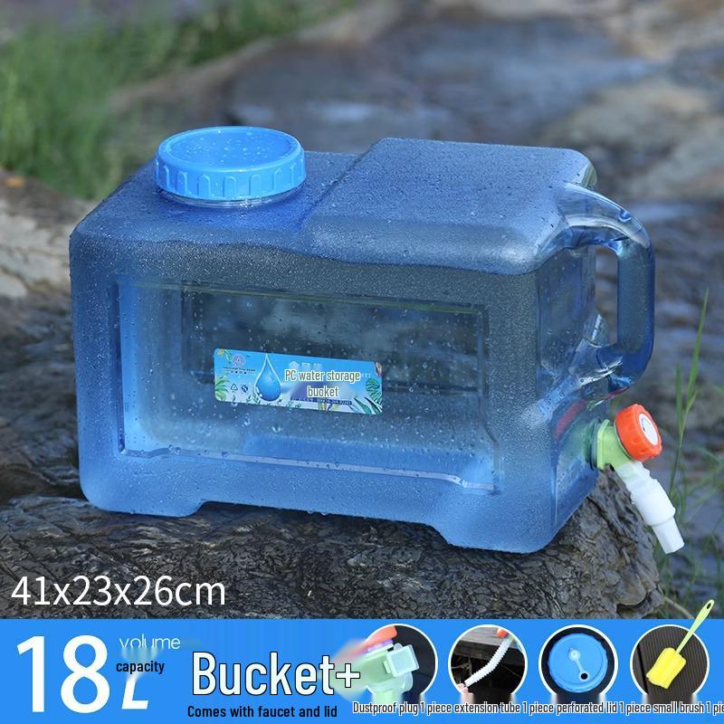 Portable Self-Driving Water Storage Bucket with Faucet - Food-Grade PC Plastic for Outdoor and Car Use