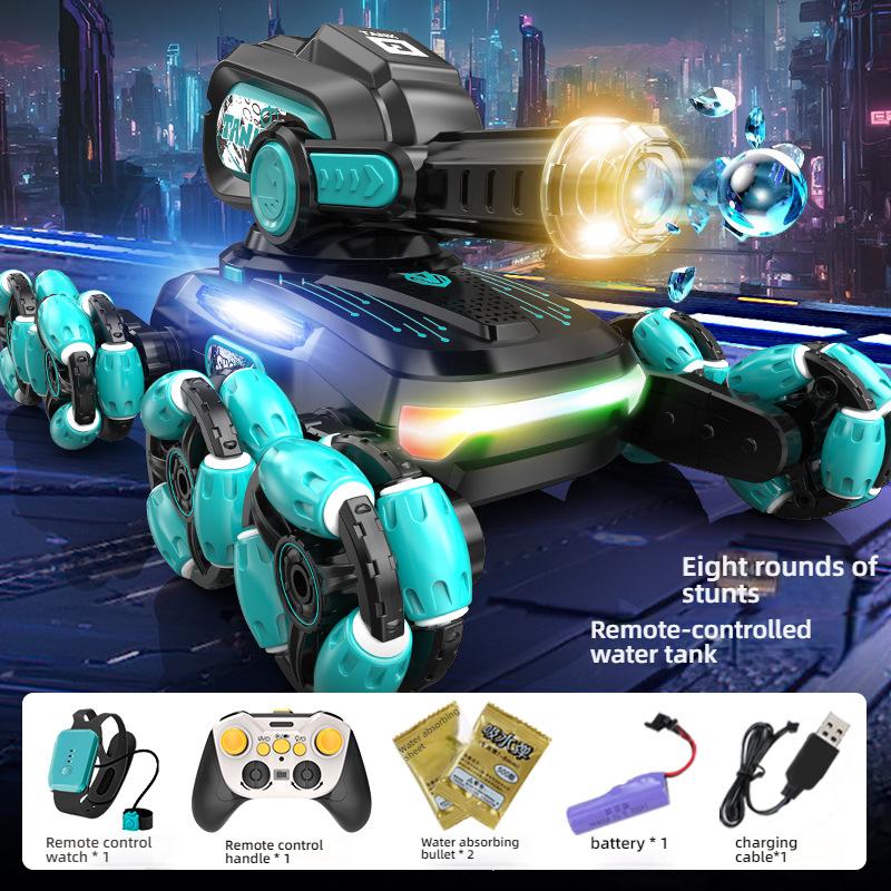 Eight-Wheel Stunt Remote Control Tank Car, Can Launch Water Bombs, Climbing Off-Road Gesture Sensing Toy Car