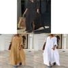 Baumwoll-Leinen-Langes Kleid Mit Stehkragen Für Lässigen Sommer Damen
