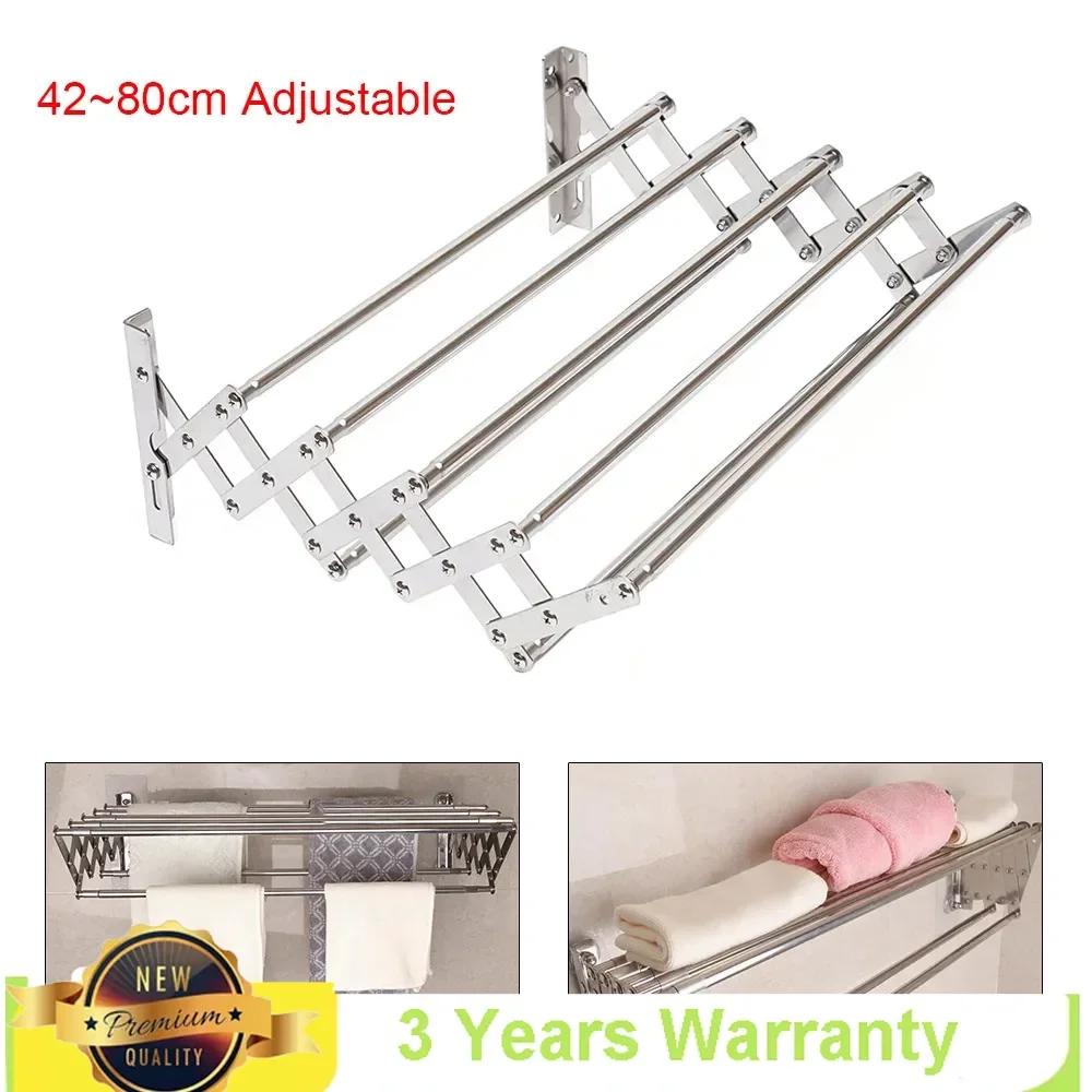 

Bymaocar Laundry Towel Storage Silver Drying Rack Freely Retractable Folding Dryer Waterproof & Rustproof Hanger Easy to Install срібний