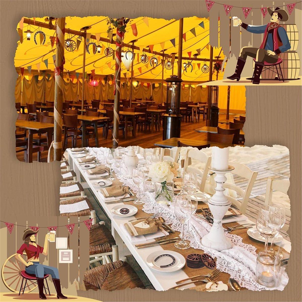 

48 Pcs Western Party Decorations Set, for Cowboy Cowgirl Birthday Wedding Centerpieces Rustic Wood and Metal Decor China Mainland