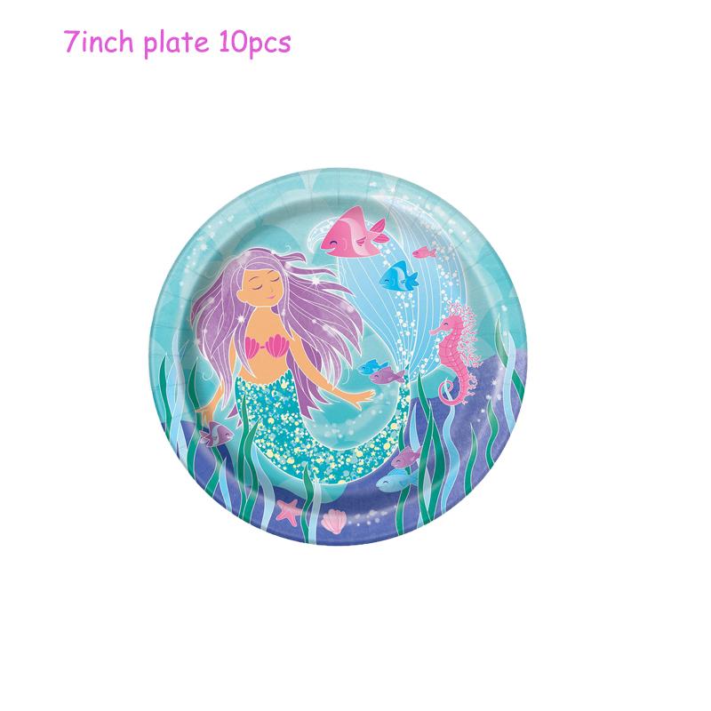 Birthday Party Set Mermaids Party Tableware Paper Cups Plate Latex Balloons Baby Shower Party Decor Kids Favors Party Supply