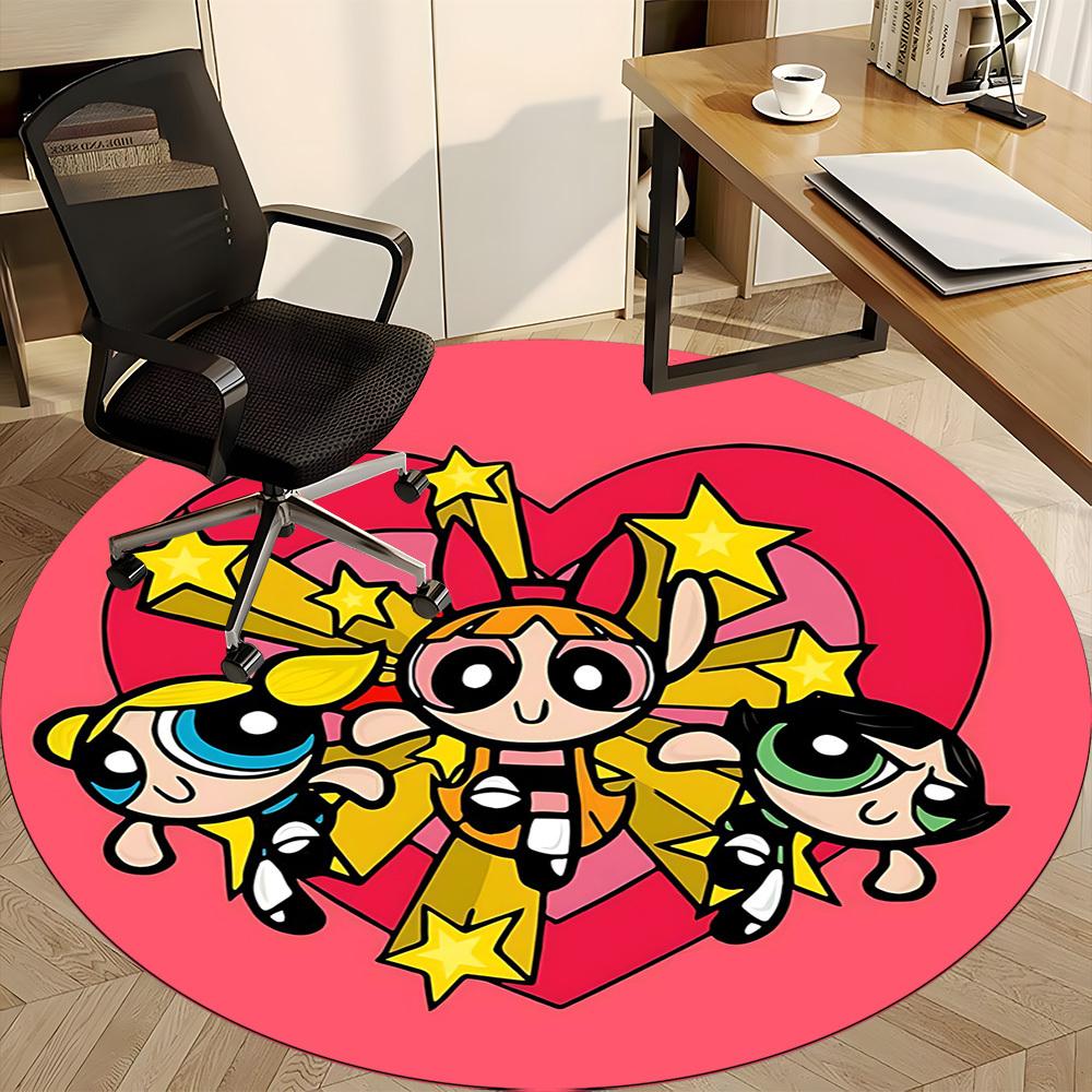 1pc Powerpuff Girls Office Round Area Rug, Under Office Chairs Bedroom Living Room Home Decor a1022242