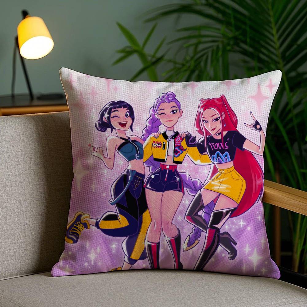 Anime Kpop D-Demon H-Hunters Pillow Case Sofa Short Plush Double-sided HD Printing Room Home Office Gift Cushion Cover