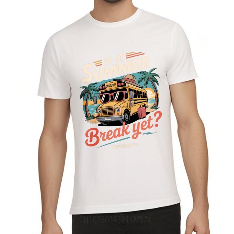 Tshirts for men Printed Women Crew Neck t shirt Black School Bus Summer Break Beach Scene Hiphop Unisex Teeshirt Trendy Tshirt