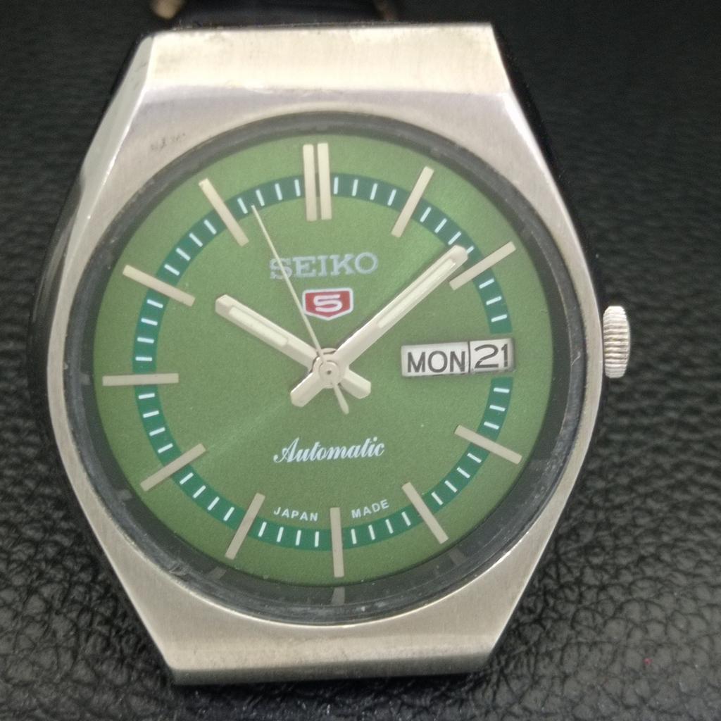 SEIKO 5 AUTOMATIC JAPAN VINTAGE 6319A MENS GREEN COLOR DIAL WATCH a702515-1 R126-a702515