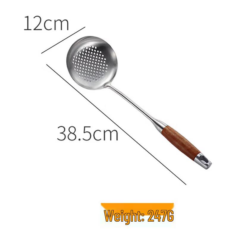 304 Stainless Steel Slotted Spoon with Pearwood Handle