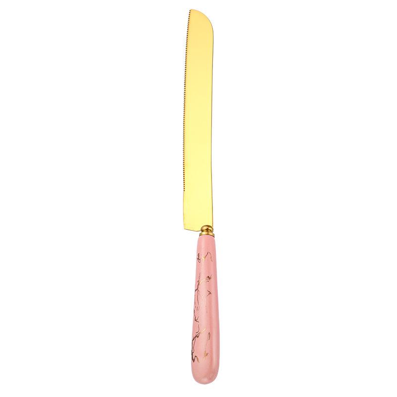 Stainless Steel Cake & Cheese Knife Set with Ceramic Handle - Includes Spatula, Pizza, and Pastry Knives in Gift Box