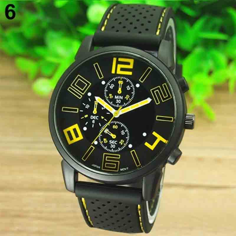 Casual Quartz Analog Silicone Stainless Steel Dial Sports WristWatch