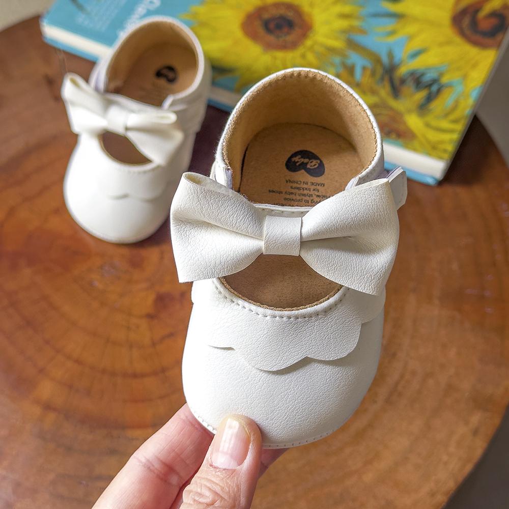 Baby Casual Shoes Infant Toddler Bowknot Non-slip Rubber Soft-Sole Flat PU First Walker Newborn Bow Decor Mary Janes