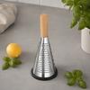 Vertical Cone Cheese Grater, Food Grade Stainless Steel Shredder for Parmesan, Wood Handle Vegetable Fruit Planer