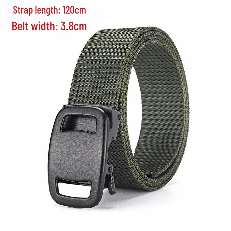 Men's Tactical Canvas & Nylon Woven Belt with Leather Trim - Elastic and High-End Accessory