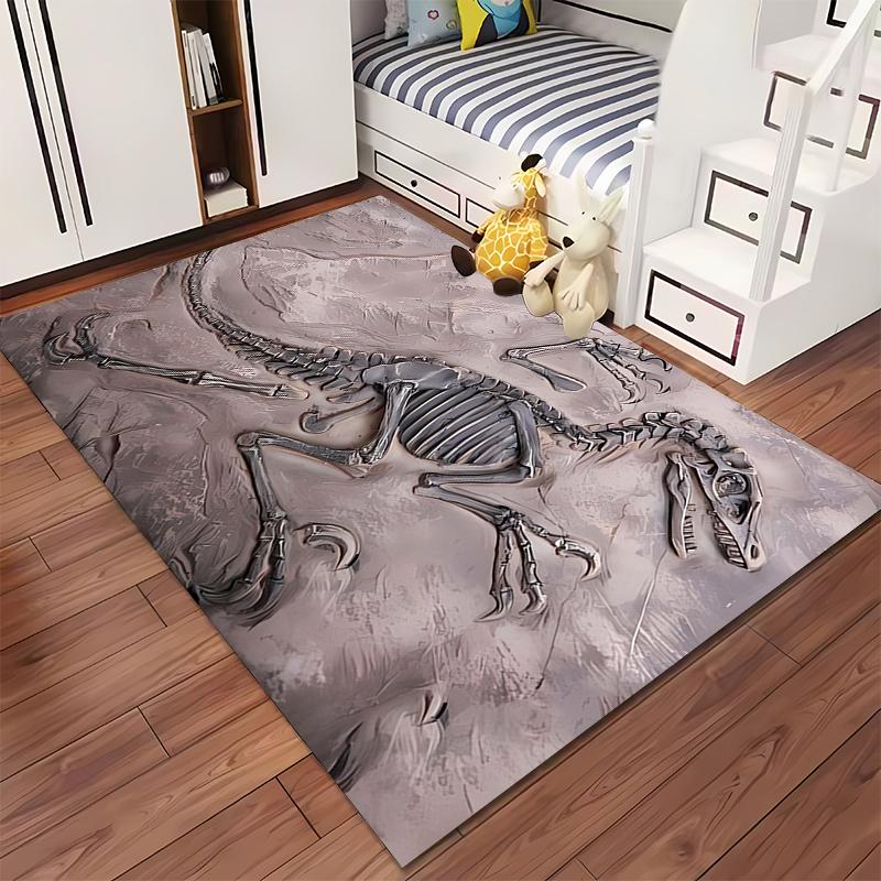 Dinosaur Fossil Pattern Rug - Non-slip rug suitable for living room and bedroom sofas.