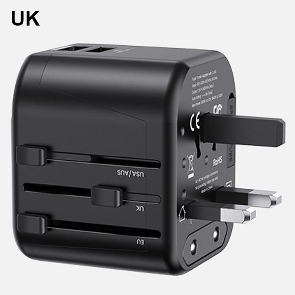 Usams Adapter Siec. 2Xusb T55 12W4W1 Us/Au/Eu/Uk Czarny/Black Cc173Tc01 (Us-Cc173) Univesal Travel Charger