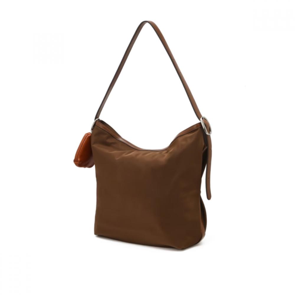 DakS Women S Brown Cowhide CoLor Matching Soft NyLon ShouLder croSSbody Bag L Dc