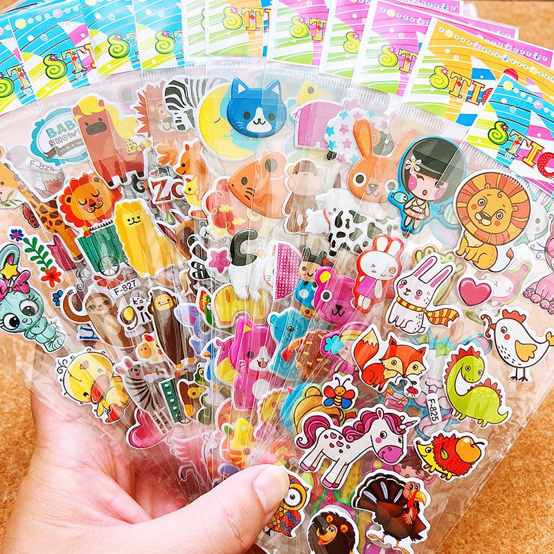 6/12/24 Pezzi Adesivi 3D a Bolle Stile Animale Cartone Animato Adesivi Giocattolo per Bambini Riutilizzabili per Regalo di Compleanno Natale Capodanno per Bambini TMZ