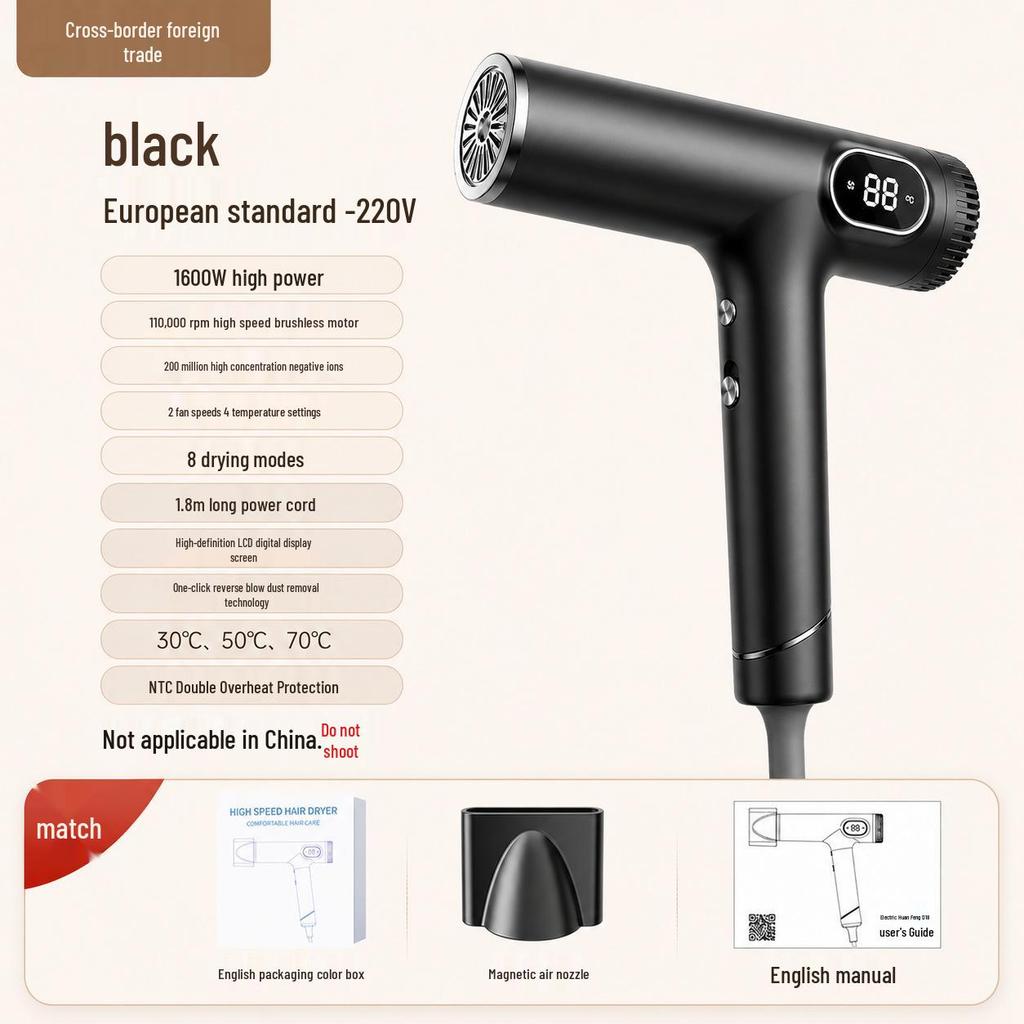 High-Speed 110,000 RPM Hair Dryer with Constant Temperature and Hot/Cold Negative Ion Technology