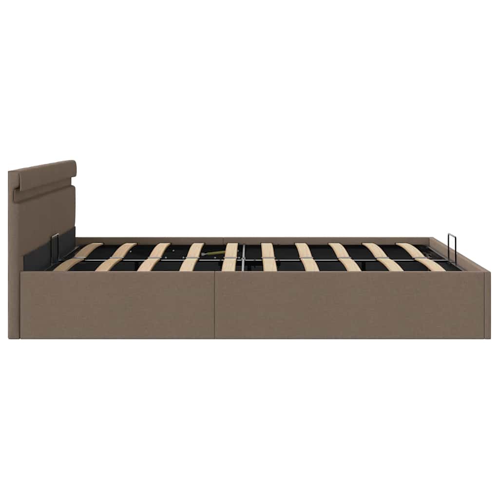 Hydraulic Storage Bed with LED Lights Taupe Fabric 160x200 cm