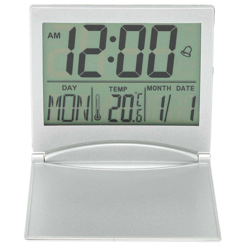 Electronic Compact Desk Alarm Clock Foldable Calendar Temperature Timer Clock for Travel