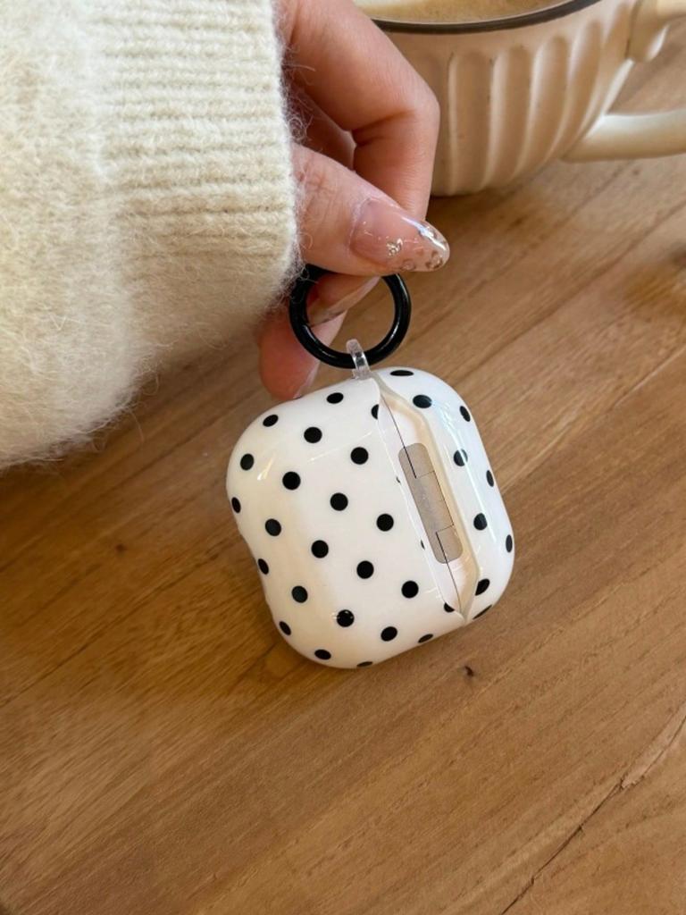 Korean Style Black White Polka Dot Airpods Pro 3 Case for Airpods 3rd Gen Protective Cover with Cute Heart Charm Anti Slip for Airpods 4th Gen