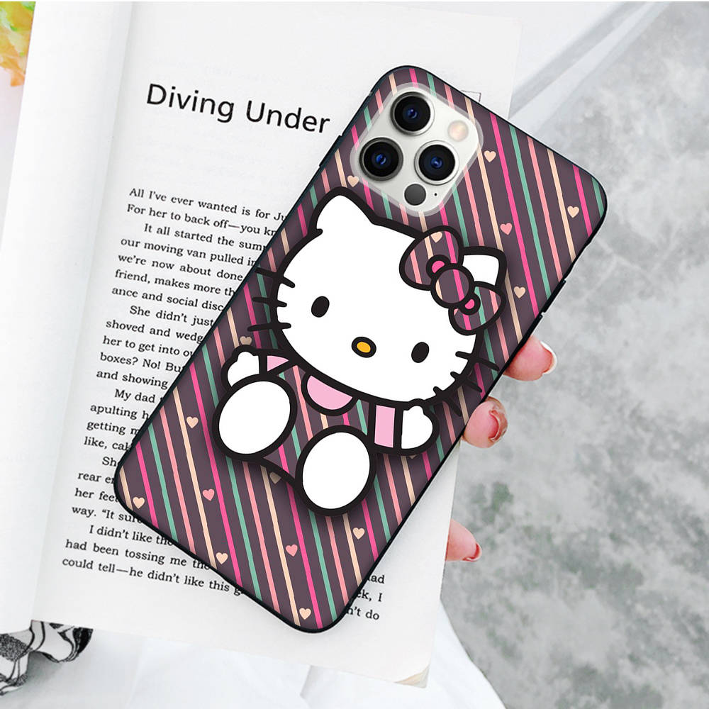 JZ3 Love Hello Kitty Black Sofe Case for OPPO Reno 8 6 5 4 Pro Plus Find X3 A17 A3 A31 A38 A40 A53 A54 A55 A74 A76 A78 A77 A80 A94 A95 A96 Lite