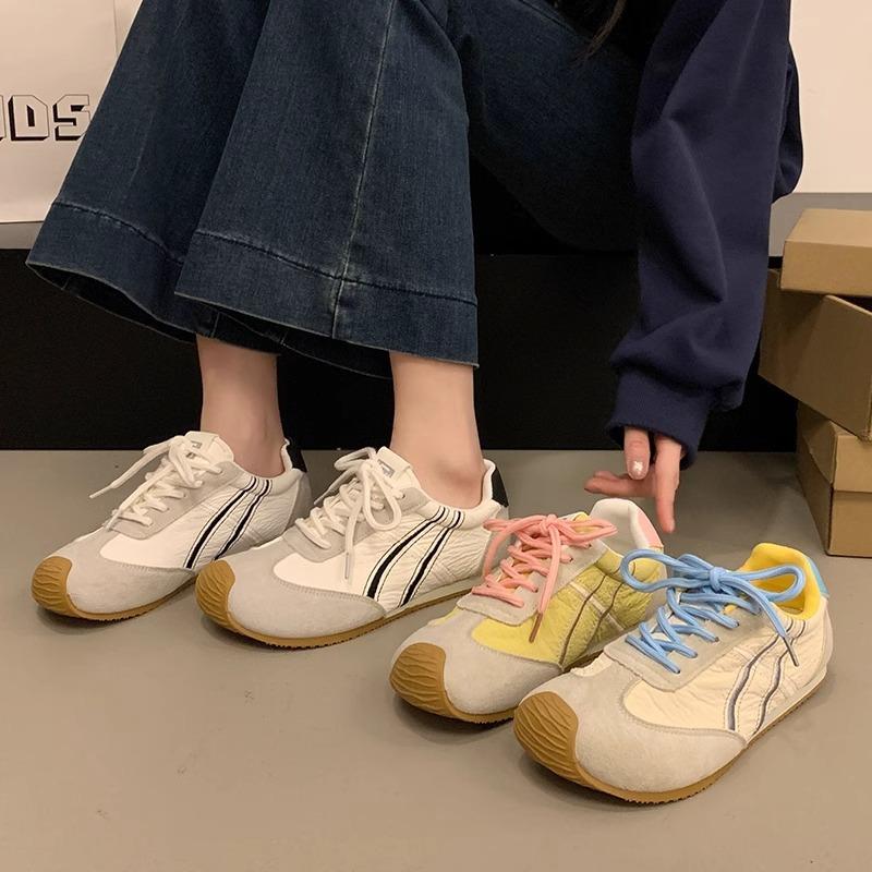 2025 spring German training shoes women's shoes new popular retro color matching fashion Forrest Gump shoes versatile white shoes board shoes