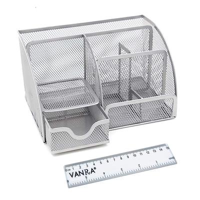 Organizador de Mesa Porta-Canetas Malha de Metal Suporte para Canetas com Gaveta Estojo de Canetas Caixa de Armazenamento Multifuncional Estojo para Lápis Porta-Itens Pequenos VANRA™