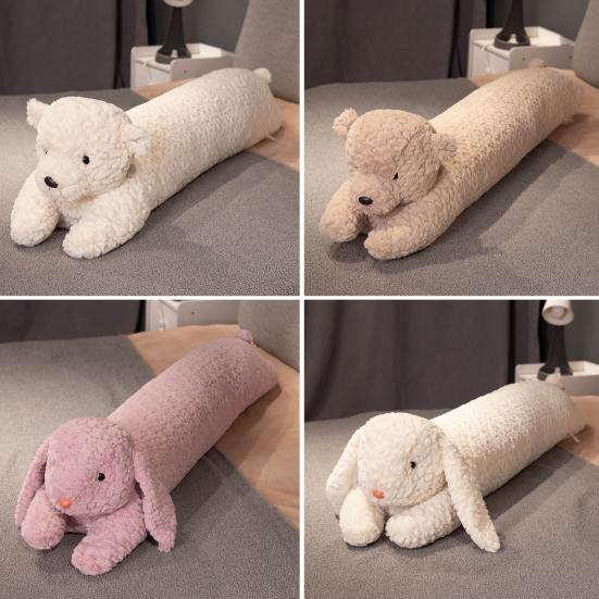 Langes Kissen Lange Körperform Hasen Bären Design Plüsch Körperkissen Weicher Lammwollstoff Stützendes Nickerchenkissen Heimdeko
