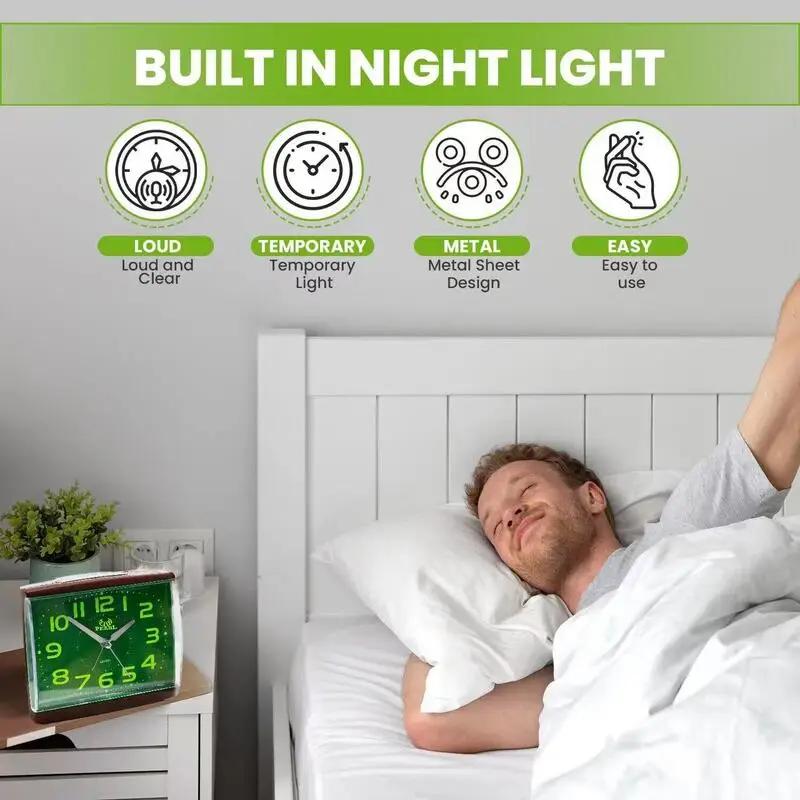 Luminous Alarm Clock Large Display Pointer Mute Battery Student Learning Alarm Clock Desktop Ornaments For Home Bedside