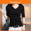 T-shirt da Donna Scollo a V Manica Corta Poliestere Vestibilità Slim Casual Top Estivo