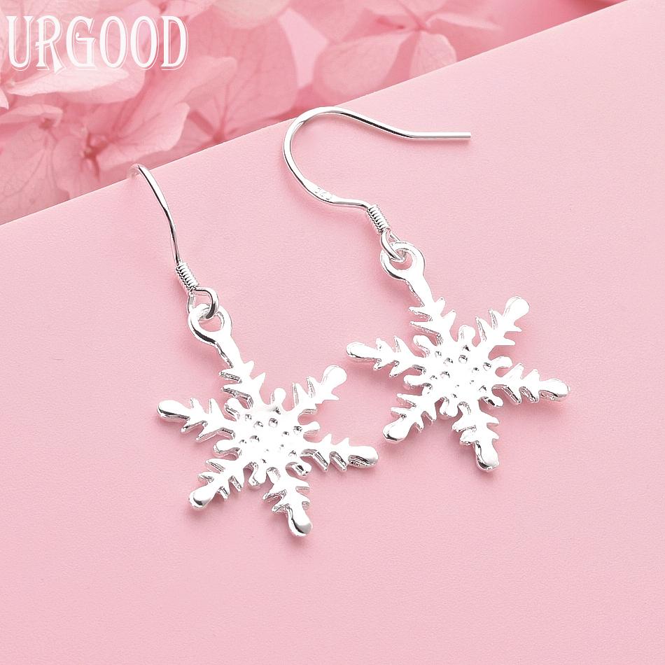 

Серьги-подвески из стерлингового серебра 925 пробы в виде снежинок, свадебные украшения 3.70*1.00cm