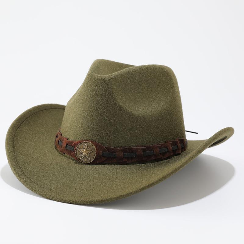 European and American men and women couple hats woolen western cowboy top hat trendy new minority woolen hat
