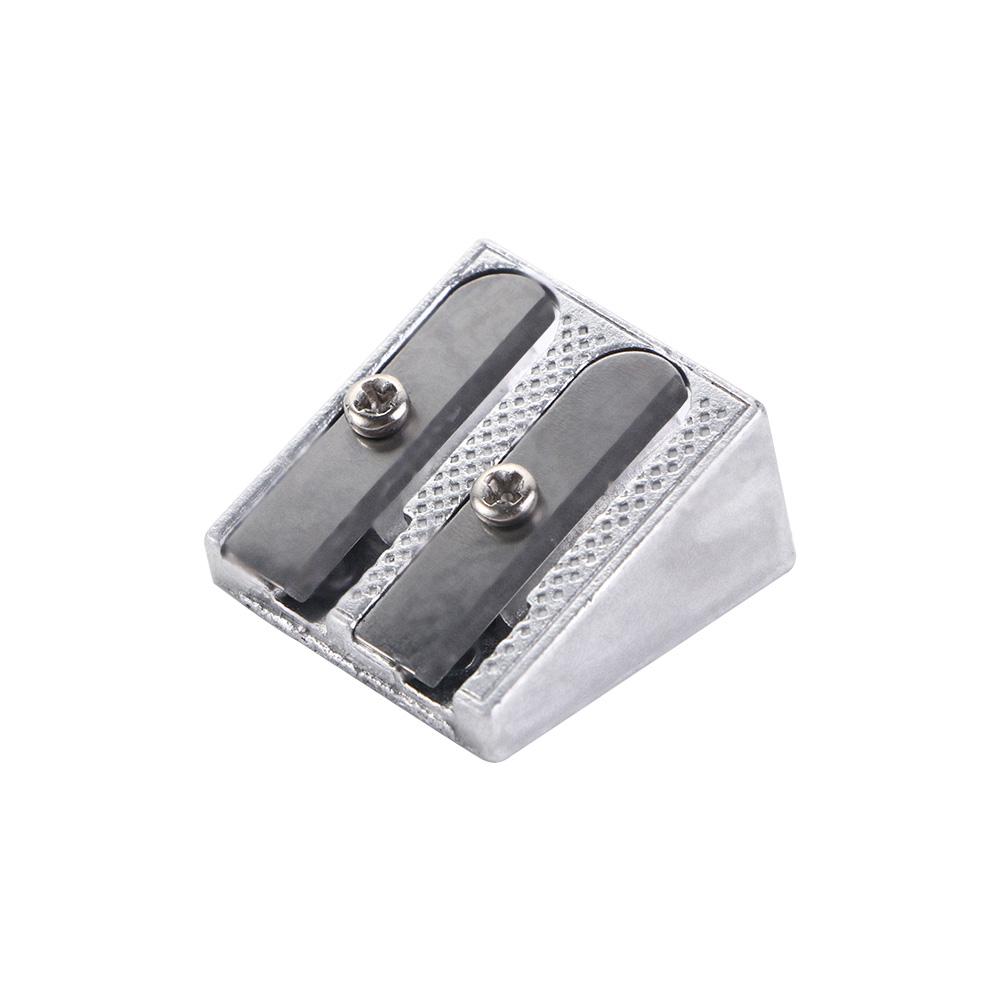 Lovely Bevelled Silver Stationery Metal Pens Cutter Tool Double Hole Pencil Sharpener Pencil Sharpener Office Sharpener