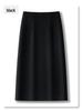 2025 Women's Black Midi High Waist Slimming Bodycon Skirt - New Spring/Summer Design