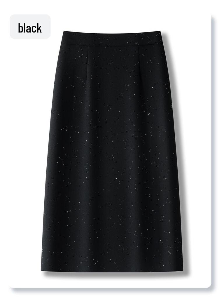 2025 Women's Black Midi High Waist Slimming Bodycon Skirt - New Spring/Summer Design