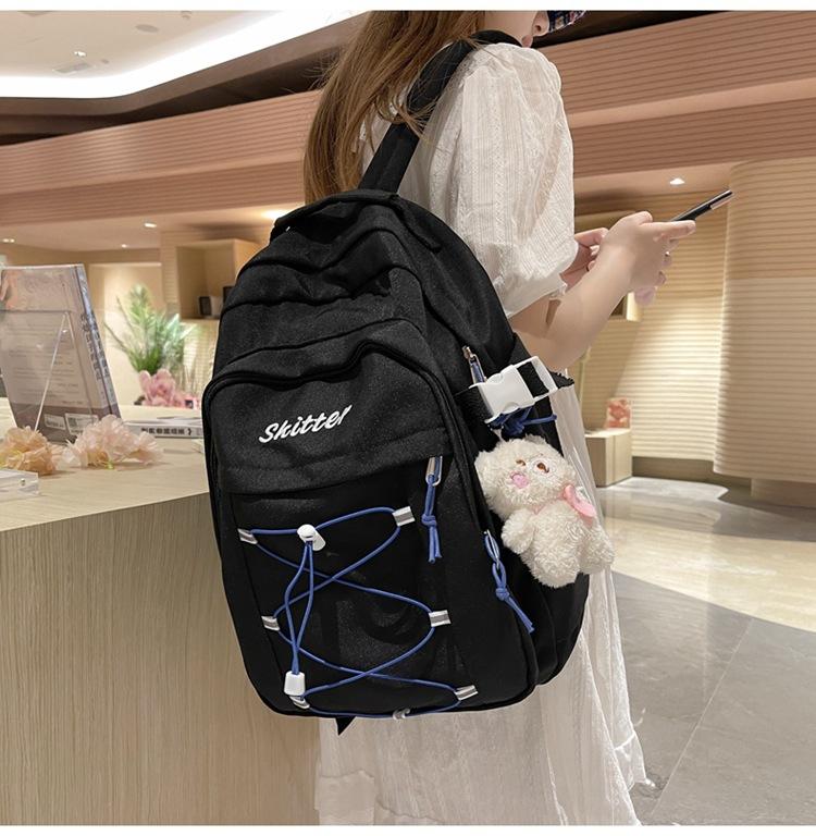 

Large capacity backpack student fashion trend school bag men and women leisure travel computer backpack fashion чорний