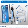 9PCS/Set Propelling Pencil Stationery Ruler Set Plastic Measuring Ruler Protractor  Students