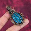 Neon Apatite Gemstone Pendant Handmade Pendant Copper Wire Wrapped Unique Jewelry