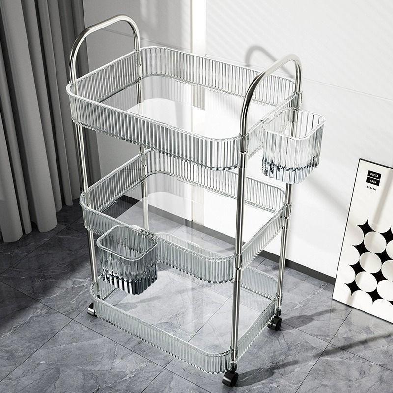 Wheeled 3-Tier Trolley Multi-Tier Storage Shelf for Organized Spa and Salon Settings