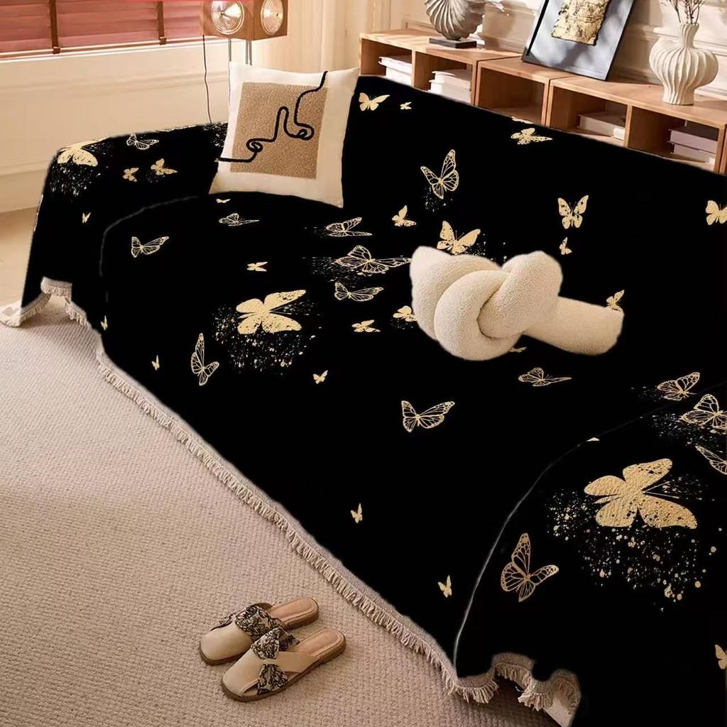 1 Stück Bambus-Stil Flauschige Warme Sofadecke mit Quasten, Sofabezug Decke für Wohnzimmer - Gemütliche Überwurfdecke für Sofas