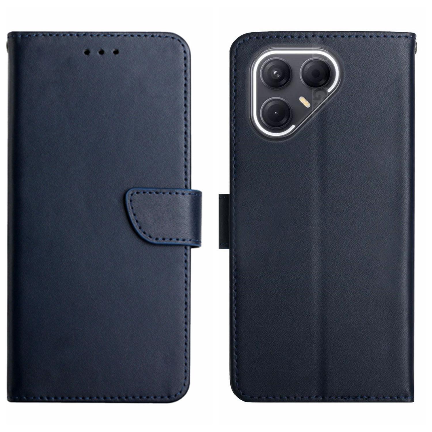 

For TECNO Pova 7 5G Case Genuine Cow Leather Phone Cover Nappa Texture Blue